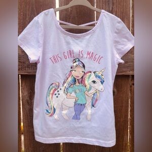 The Children's Place Short Sleeve Graphic Criss Cross T-Shirt Sz 5/6 Girls